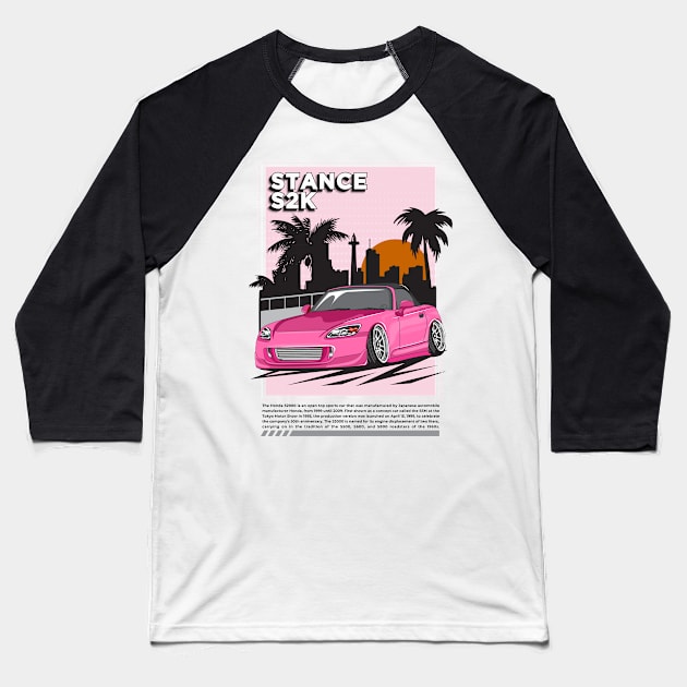 Honda S2000 (Pink) Baseball T-Shirt by zevalia